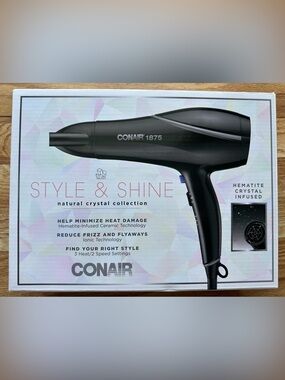 CONAIR 1875 Black Hair Dryer - Style & Shine